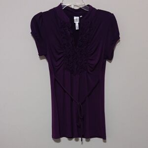 Heart Soul Deep Purple Ruffled Blouse